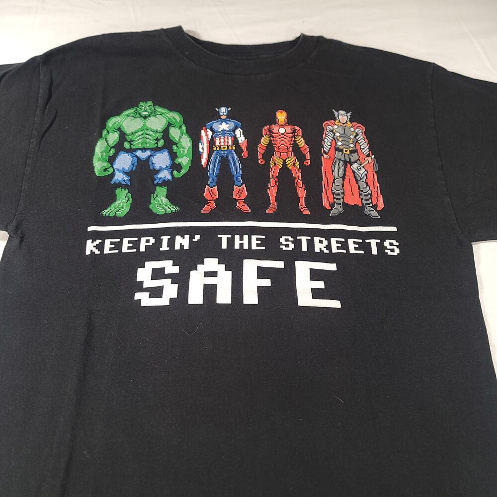 Marvel Heros Graphic Short Sleeve Casual T Shirt Mens Size Medium M Black